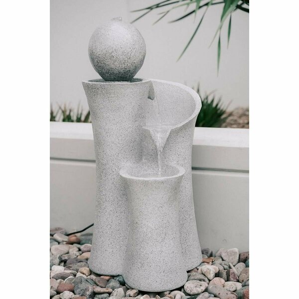 Xbrand 36 in. Tall Cascading Sphere Floor Zen Water Fountain - Natural Grey - Indoor Outdoor Decor CR3617FTNA
